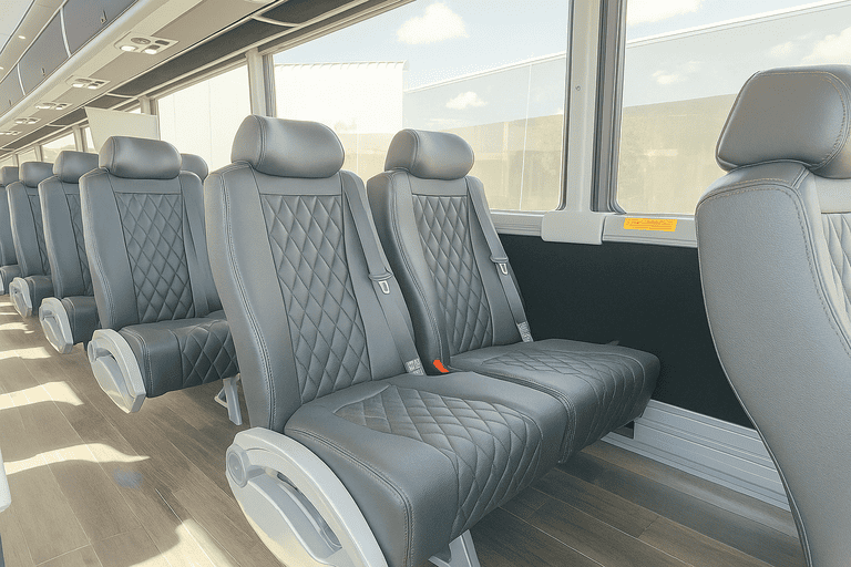 interior of Fairfield Minibus Company charter bus