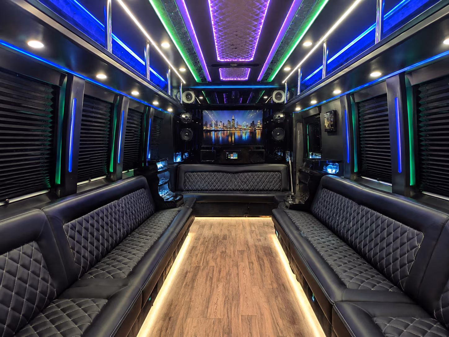 fairfield 25 passenger party bus interior