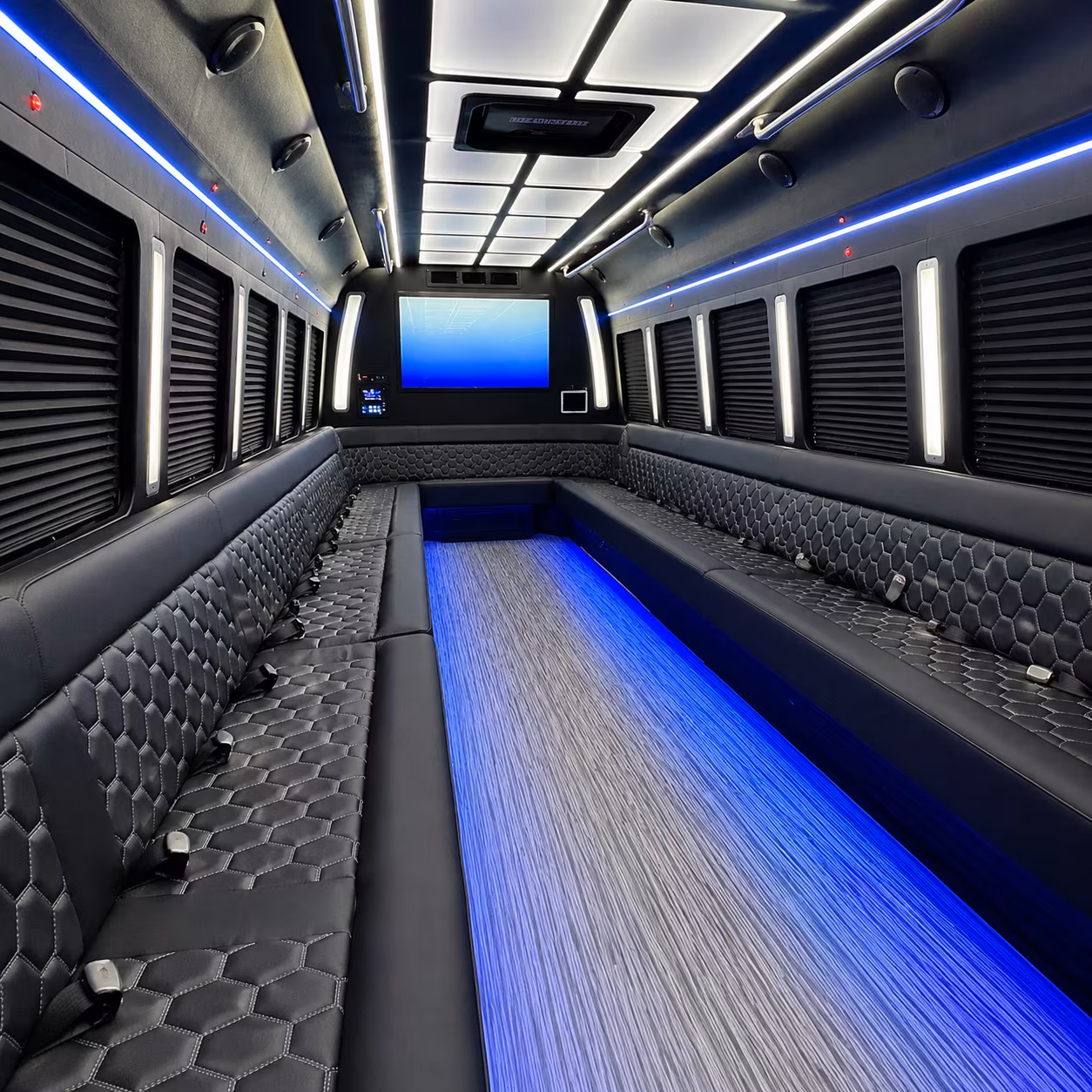 fairfield 50 passenger party bus inside